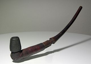 Early 20th C. Pipe w/ Clay Bowl