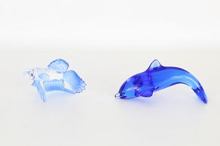 Swarovski Crystal Fish & Daum Crystal Dolphin
