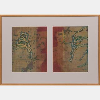 Gaffman (20th Century) Untitled, Mixed media diptych,