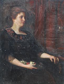 American School Painting of Seated Woman