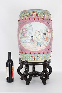 Chinese Porcelain Garden Stool on Stand