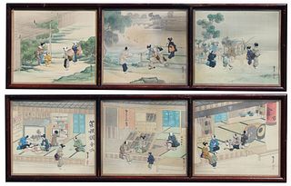 (2) Chinese Applied Embroidery Triptychs