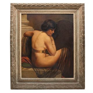 ANÓNIMO. Desnudo femenino. Sin firma. Óleo sobre tela. 92 x 74 cm. Enmarcada. Detalles de conservación en marco.