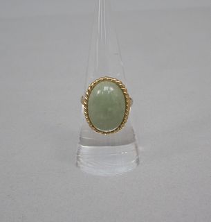 14K Yellow Gold Ring with Hard Stone Cabochon.