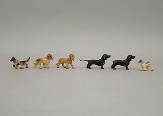 (6) Miniature Cold Paint Bronze Dog Figures.
