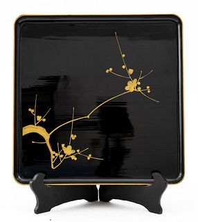 Japanese Hand-Painted Lacquered Tray