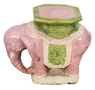 Glazed Earthenware Elephant-Form Garden Seat