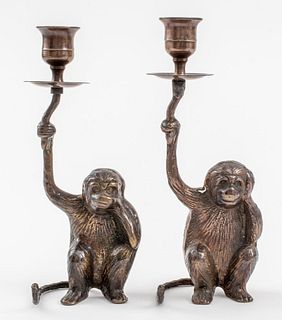 Modern Brass & Copper "Wise Monkey" Candle Holders