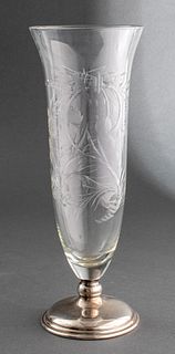 Frank Whiting Sterling Silver Pairpoint Glass Vase