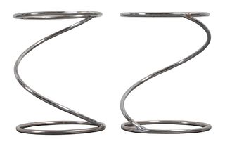 Modern Spring-Form Side Table Bases, Pair