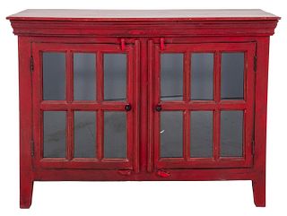 Modern Rustic Red-Painted Two Door Cabinet