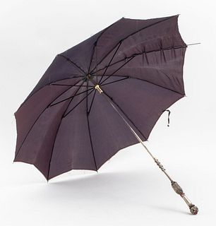 Vintage Umbrella w/ Decorative Silver-Tone Handle