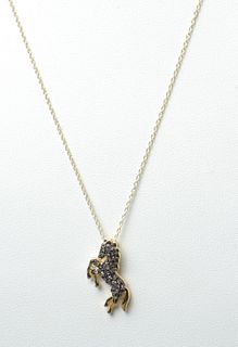 Gold-Over-Silver Diamond Horse Pendant Necklace
