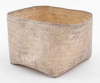 Silver-Toned Metal Woven Basket