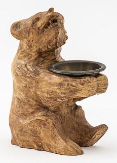 Black Forest Style Carved Wooden Bear Vide Poche