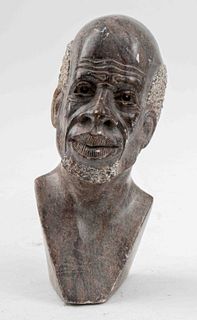 Stone Bust of a African Man Sculpture