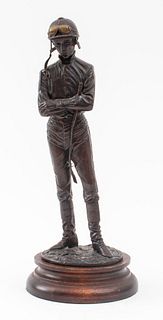 Signed Bronze Sculpture of a Standing Jockey