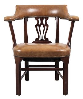 George III Style Leather And Mahogany Armchair