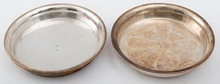 French Silverplate on Copper Wine Coasters, Pair