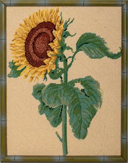 Framed Cross Stitch of a Sunflower
