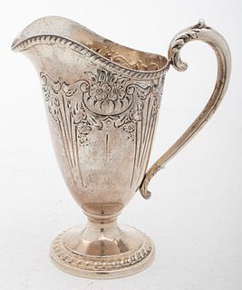Frank M Whiting Hand Chased Small Sterling Pitcher