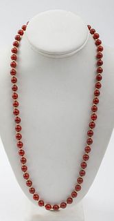 Vermeil Silver Gold-Tone Red Jasper Bead Necklace