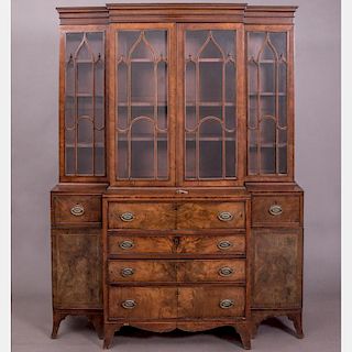 A Diminutive Georgian Style Mahogany Secretary Bookcase, Early 20th Century,