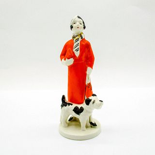 Art Deco Porcelain Japanese Figurine, Lady with Dog