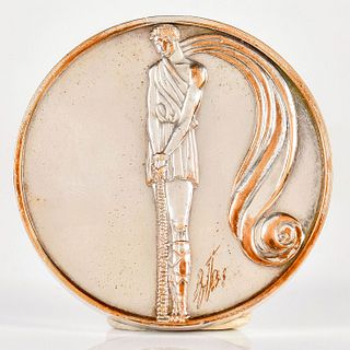 Erte Silvered Bronze Double Sided Medallion, Bonds of Love