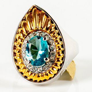 Erte Fine Art Jewelry, Clair de Lune Blue Topaz Ring
