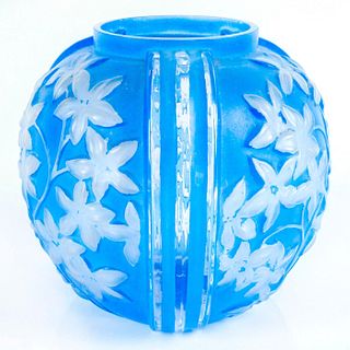 Vintage Phoenix Consolidated Glass Star Flower Vase in Blue