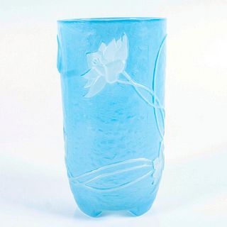 Deco Consolidated Phoenix Art Glass Vase with Lotus Flowers