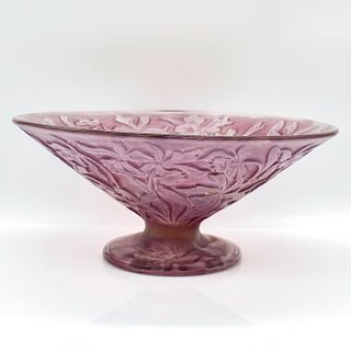 Consolidated Glass Footed Bowl, Purple Martele Floral