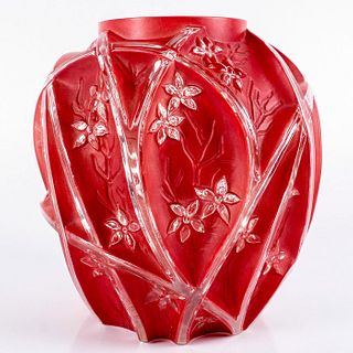 Consolidated Art Glass Vase, Red Martele Vine