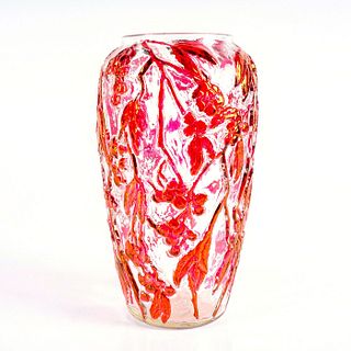 Consolidated Phoenix Art Glass Vase Leaf / Berry in Ruby Red