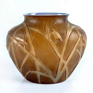 Deco Consolidated Phoenix Art Glass Vase with Grasshoppers