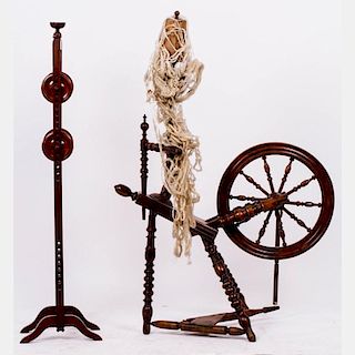 A Carved Walnut Spinning Wheel, 19th Century,