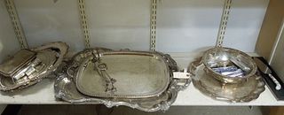 Group of Silver Plated Serving Trays & Others.