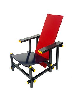 Gerrit Rietveld Dutch De Stijl Red Blue Chair
