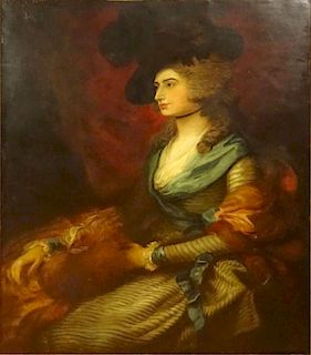 after: Thomas Gainsborough, British (1727-1788) Oil on Canvas, "Portrait Of Sara Siddons"