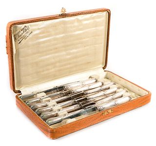 Antique French Silver Plate Cutlery Set in Box