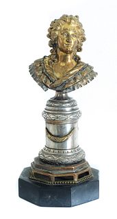 Marie Antoinette Silver & Dore Bronze Bust