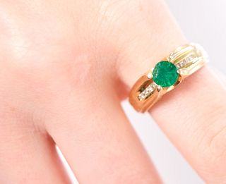Clyde Duneier 14k Diamond & Green Tourmaline Ring