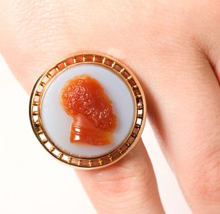 1940's 14k Rose Gold Cameo Ring Size 6