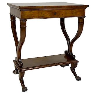 18/19th C French Inlaid Mahogany Sewing Table.