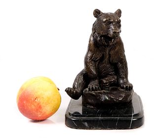 Bronze Figural Sculpture Bear Sitting