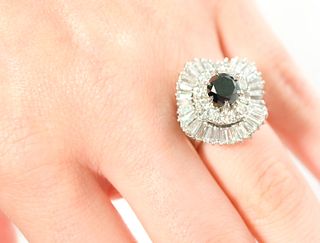Vintage 14k YGWG Black & White Diamond Ring