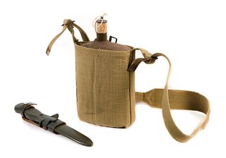 Two Military Items; Army Knife & Vintage Canteen
