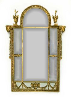 Vintage Neoclassical Style Mirror w/Ram Masks