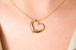 14k YG Heart Shaped Diamond Pendant Necklace
